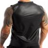 AIEOE Mens Faux Leather T-Shirt Sexy Muscle Shirt Sexy Top Bodycon Party Outfit, Black 05, L view 2