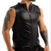 AIEOE Mens Faux Leather T-Shirt Sexy Muscle Shirt Sexy Top Bodycon Party Outfit, Black 05, M view 1