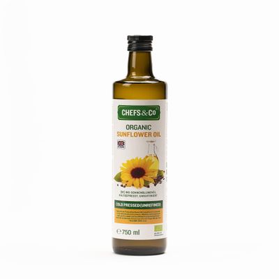 CHEFS & CO Organic Sunflower Oil | Plant-Based Oil | Ideal for Baking, Sauting & Dressings(COLD PRESSED, 750ml (Pack of 1))