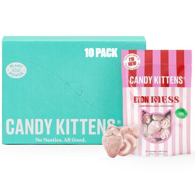 Candy Kittens Eton Mess Vegan Sweets, Vegan Treats with Fruit Juice & Natural Ingredients, Ideal for Pick and Mix Sharing, Soft & Chewy Candy, Vegetarian Sweets 140g, Pack of 10
