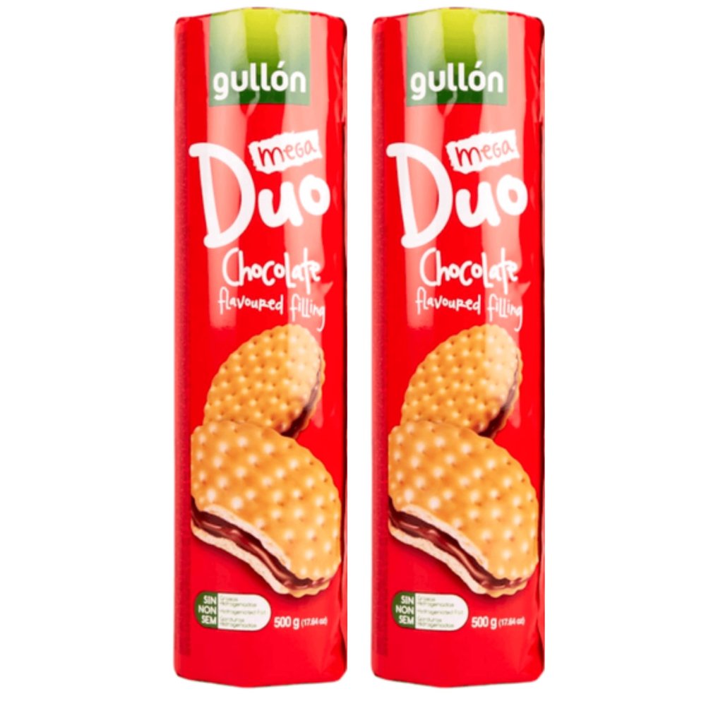 2x Biscuits Multipacks of Gullon Mega Duo Sandwich Biscuits with Chocolate Flavor Filling | An Ideal Biscuit for a Gift or to Treat Yourself | 500 g