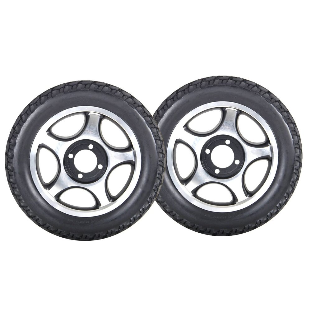 12 Inch Rear Wheel, Electric Wheelchair Replacement Wheel Accessories, Model 12 1/2x2 1/4, Non-Pneumatic Solid Tires, Bearing 4.5cm (1 3/4inch), 1 Pair
