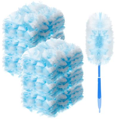 Vesici 300 Pcs Duster Refills Compatible with Swiffer Dusters Bulk Disposable Replacement Thickened Duster Refills with 1 Handle Heavy Duty for Cleaning, Office (Blue)
