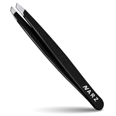 NARZ 1 Piece Professional Tweezer for Facial Hair Women & Men Stainless Steel Precision Tweezers for Ingrown Hair Tweezers for Men & Women (Shiny Black)