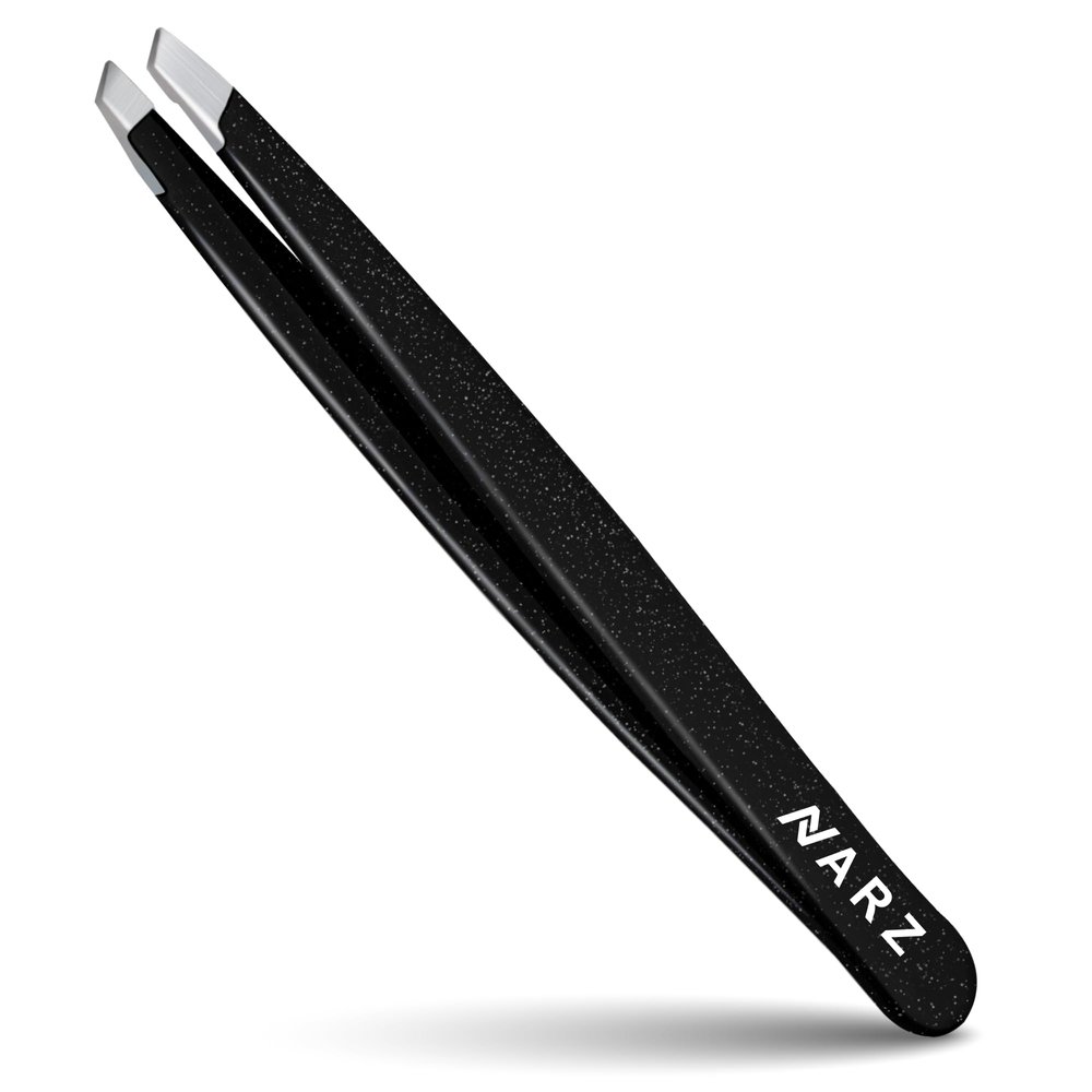 NARZ 1 Piece Professional Tweezer for Facial Hair Women & Men Stainless Steel Precision Tweezers for Ingrown Hair Tweezers for Men & Women (Shiny Black)