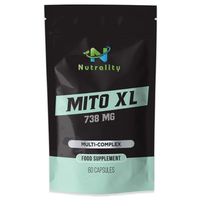 Nutrality Mito XL 738mg Supplement | Mitochondrial Supplements for Cellular Energy | Vitamin B2, Schisandra, Turmeric & Black Pepper | 60 Vegan Capsules