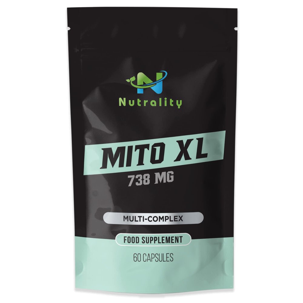 Nutrality Mito XL 738mg Supplement | Mitochondrial Supplements for Cellular Energy | Vitamin B2, Schisandra, Turmeric & Black Pepper | 60 Vegan Capsules