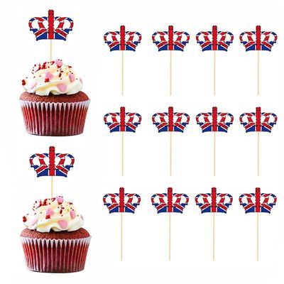 14PCS Coronation Cake Toppers Cupcake Decorations, King Charles Coronation Decorations Kings Coronation Party Decorations 2023 Cake Toppers, Union Jack Cake Decorations for King III Street Party