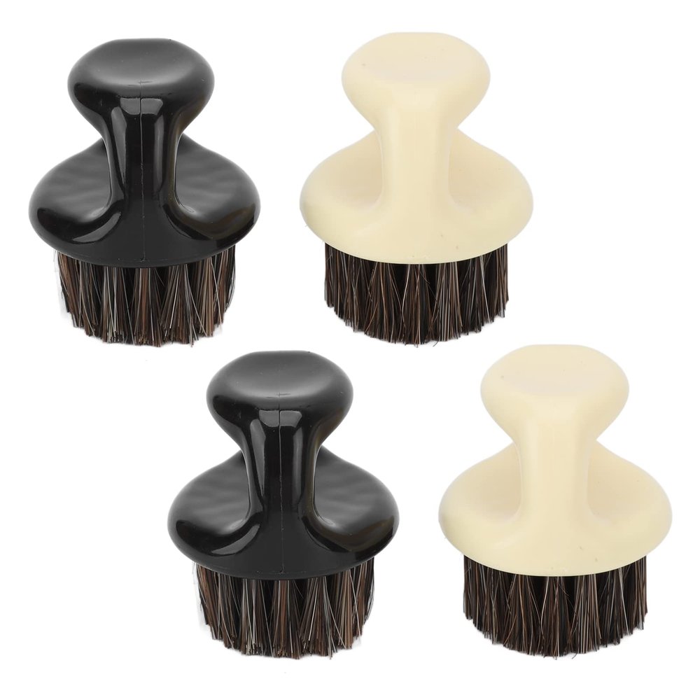 4pcs Knuckle Brush Beard for Men, Sweep Beard Brush for Broken Hair Dirty Removal, Mustache Styling Brush Soft with Soft Bristles and Round Handle, Fast Lather Salon Cleansing Foam Brush