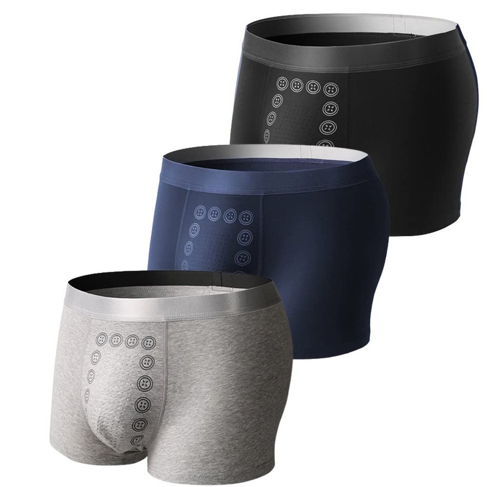 3PCS Energy Field Therapy Men Pants, Magnetic Underwear for Man, Cotton Boxer Men Briefs Breathable, Stretchy Soft B,L