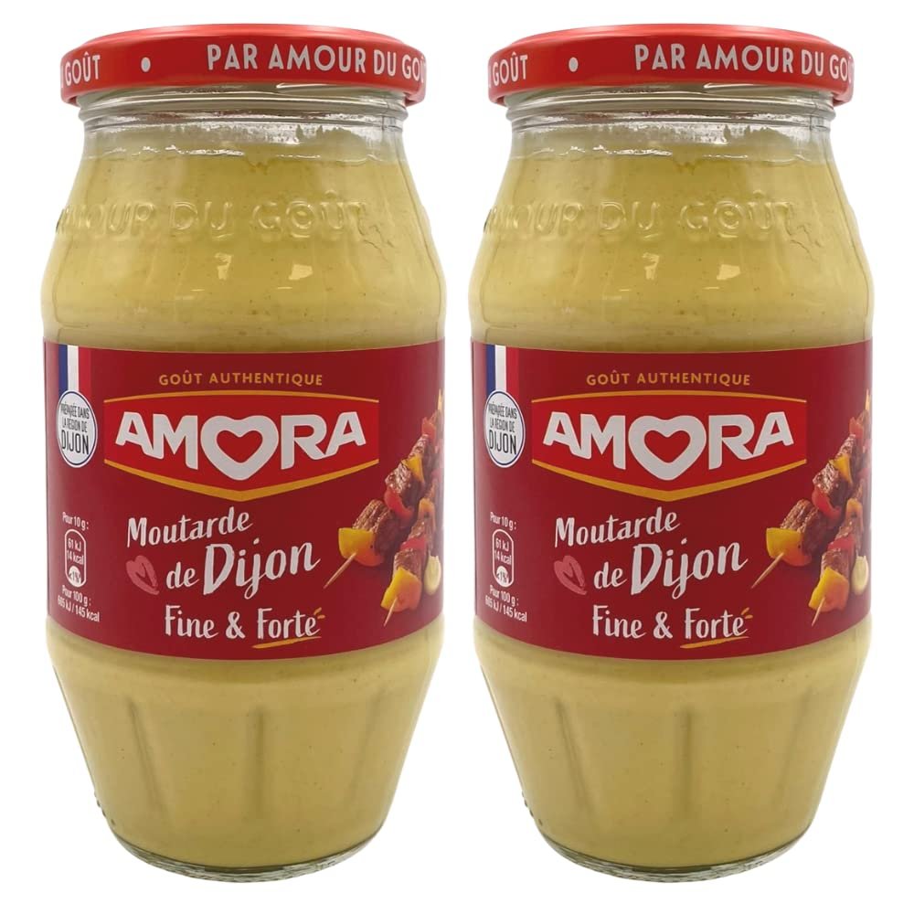 Amora French Smooth Dijon Mustard 430g glass jars x 2