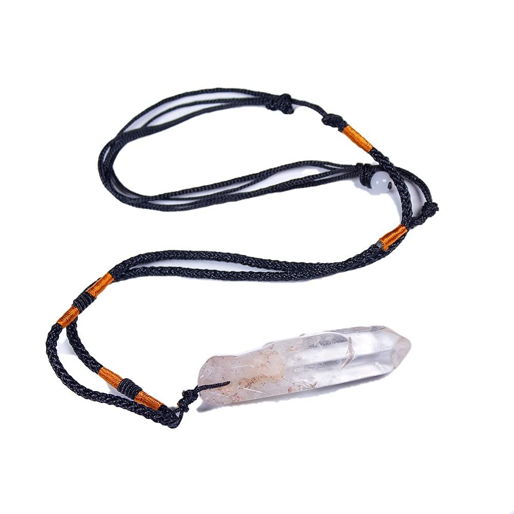 ZEDARO Natural Crystal Clear Quartz Pendant Crystal Single Crystal White Quartz Crystal Raw Stone Necklace