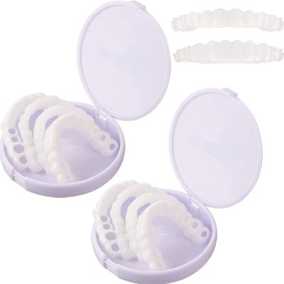 2 Pairs Instant Veneers Dentures Fake Teeth Braces Temporary Whitening Cosmetic Tooth Snap On Veneers Teeth Top and Bottom Smile Veneers False Teeth Veneers for Men and Women