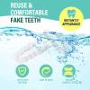 Fake Tooth Cover, 2 Pairs Dentures Veneers Upper and Lower Temporary False Teeth Cover Cosmetic Teeth Veneers Instant Perfect Smile Snap on Veneers Teeth for Men and Women view 4