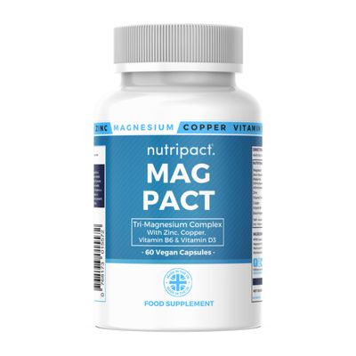 Nutripact Magnesium 6-in-1 Complex 1757mg  Triple Magnesium (Glycinate, Citrate & Malate), Zinc, Copper, Vitamin D3, Vitamin B6  High Strength Magnesium Supplement - 60 Vegan Capsules (not Tablets)