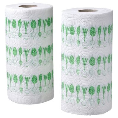 FAMILJ Kitchen roll, Patterned Bright Green/White