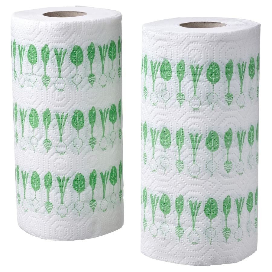 FAMILJ Kitchen roll, Patterned Bright Green/White