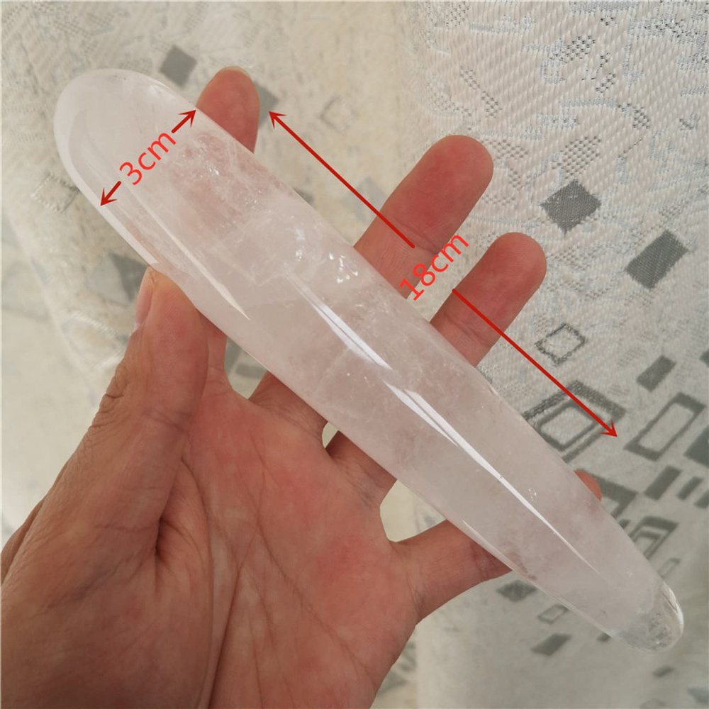 100% Natural Clear White Quartz Crystal Wand Crystal Large Long Yoni Wand As Gift for Women,18cm