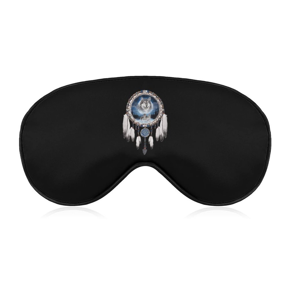 Native American Wolf Dream Catcher Eye Mask with Adjustable Strap for Men and Women Night Sleeping Travel Nap