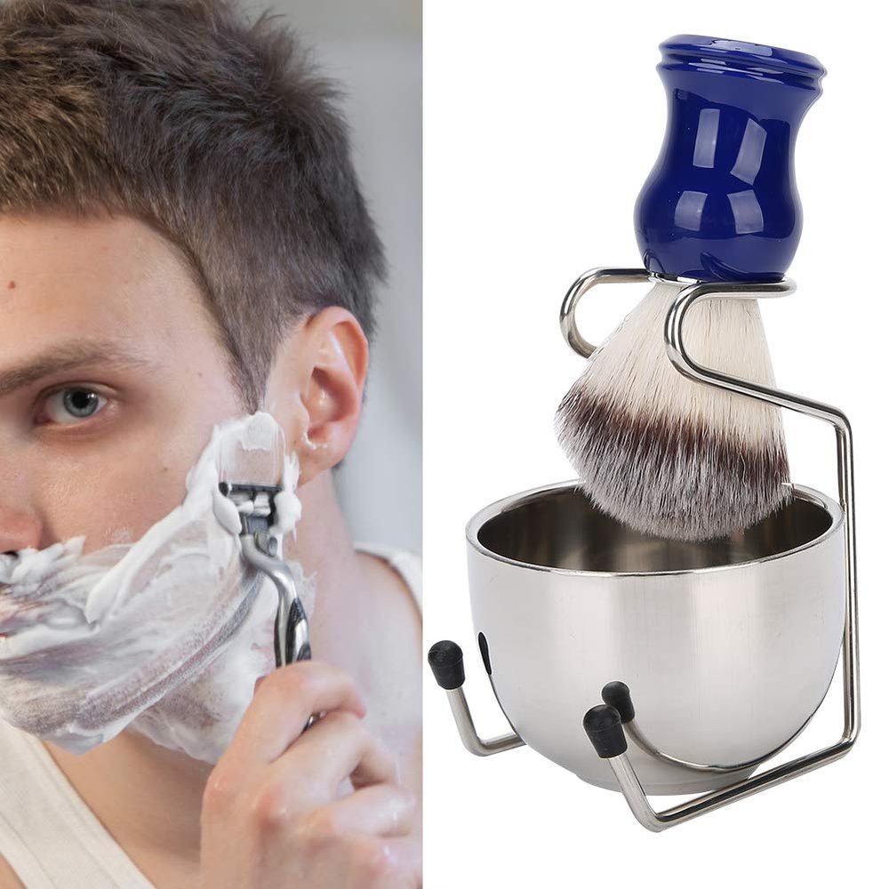 Beard Shaving Brush Set Beard Shave, Men's Shaving Set Set Beard 3-piece Set Beard Set Stainless Steel Stand Beard Brush Bowl Set Beard Styling Set Perfect Beard Care for Men