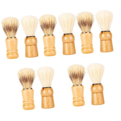 minkissy 10pcs Wood Handle Shaving Brush for Men Pig Bristle Beard Grooming Tool for Home and Travel Use Father's Day