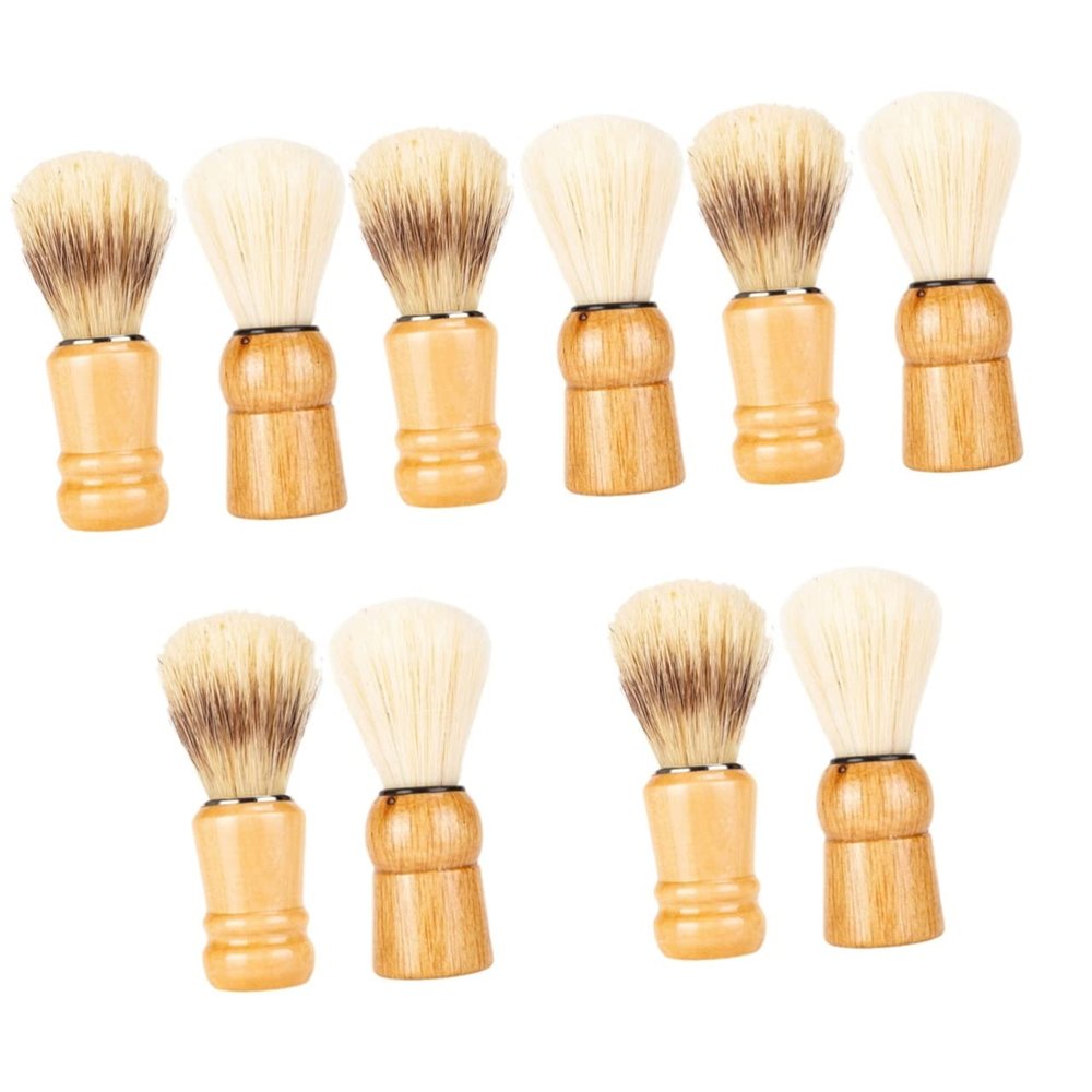minkissy 10pcs Wood Handle Shaving Brush for Men Pig Bristle Beard Grooming Tool for Home and Travel Use Father's Day