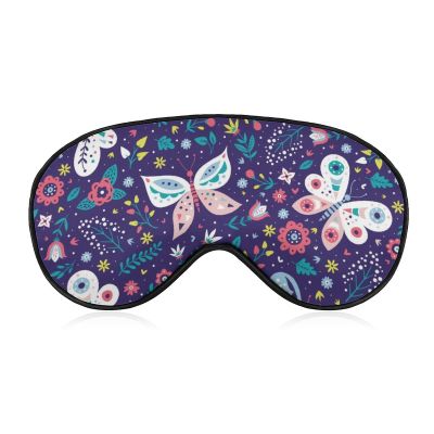 Butterflies and Flowers Sleep Mask Night Cover Eye for Women Men BlockLight for Airplane Travel Nap Adjustable Strap