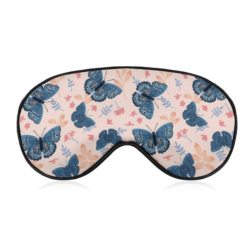 Blue Butterfly Sleep Mask Soft Blindfold Portable Eye Mask with Adjustable Strap for Men Women