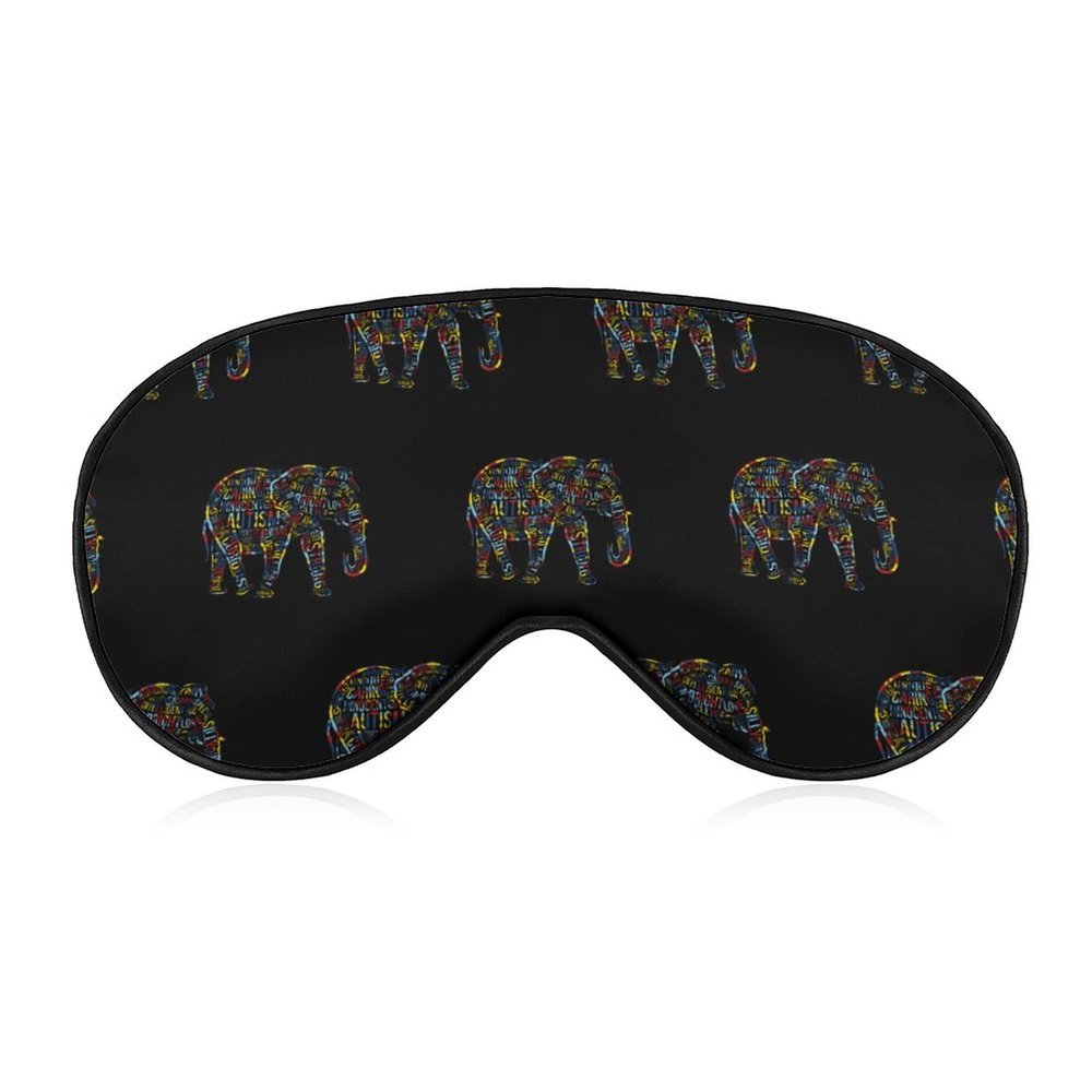 Autism Awareness Elephant Sleep Mask Night Cover Eye for Women Men BlockLight for Airplane Travel Nap Adjustable Strap