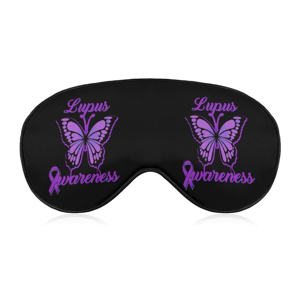 Butterfly Lupus Awareness Ribbon Sleep Mask Soft Blindfold Portable Eye Mask with Adjustable Strap for Men Women
