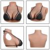 DUEVEL Silicone Gel Filled Breastplate Fake Boobs Enhancer High Collar Realistic Breast Plates for Transgender Drag Queen Cosplay,Silicone Filled white,F`Cup view 2