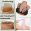 DUEVEL Silicone Gel Filled Breastplate Fake Boobs Enhancer High Collar Realistic Breast Plates for Transgender Drag Queen Cosplay,Silicone Filled white,F`Cup view 3
