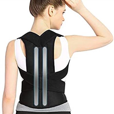ZLCO Alloy Bar Posture Corrector Scoliosis Back Brace Spine Corset Shoulder Therapy Support Posture Correction Belt Orthopedic Back (Color : Black, Size : XX-Large) Present