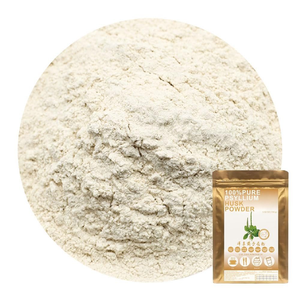 Plant Gift 100% Psyllium Husk Powder 100G/3.25oz Non-GMO Powder, No Filler, No additives, Natural Chinese Flour, Adds Flavor and Taste, Great Flavor for Drinks