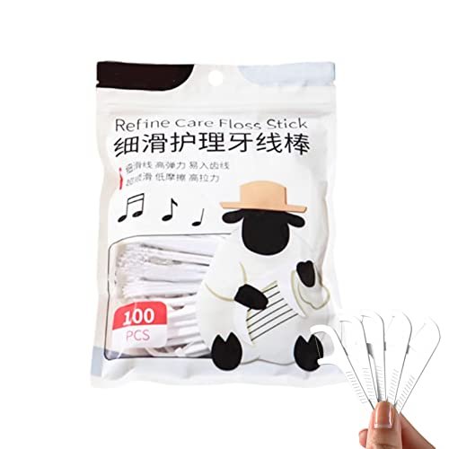 Portable Floss Dispenser, Lipstick Shape Dental Floss Stick Organizer Refillable Automatic Pop-Up Dental Floss Picks Organizer with 100Pcs Dental Floss for Dental Cleaning (only 100pcs Dental Floss)