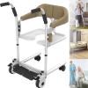 UIBAO Bathroom Wheelchairs Seated Patient Lift,Accessibility Commode Wheelchair,360 Universal Wheel,with Folding Armrests,Bedpan and Soft Seat,for Nursing Home Rehabilitation Wheelchair,Brown view 1