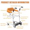 UIBAO Bathroom Wheelchairs Seated Patient Lift,Accessibility Commode Wheelchair,360 Universal Wheel,with Folding Armrests,Bedpan and Soft Seat,for Nursing Home Rehabilitation Wheelchair,Brown view 3