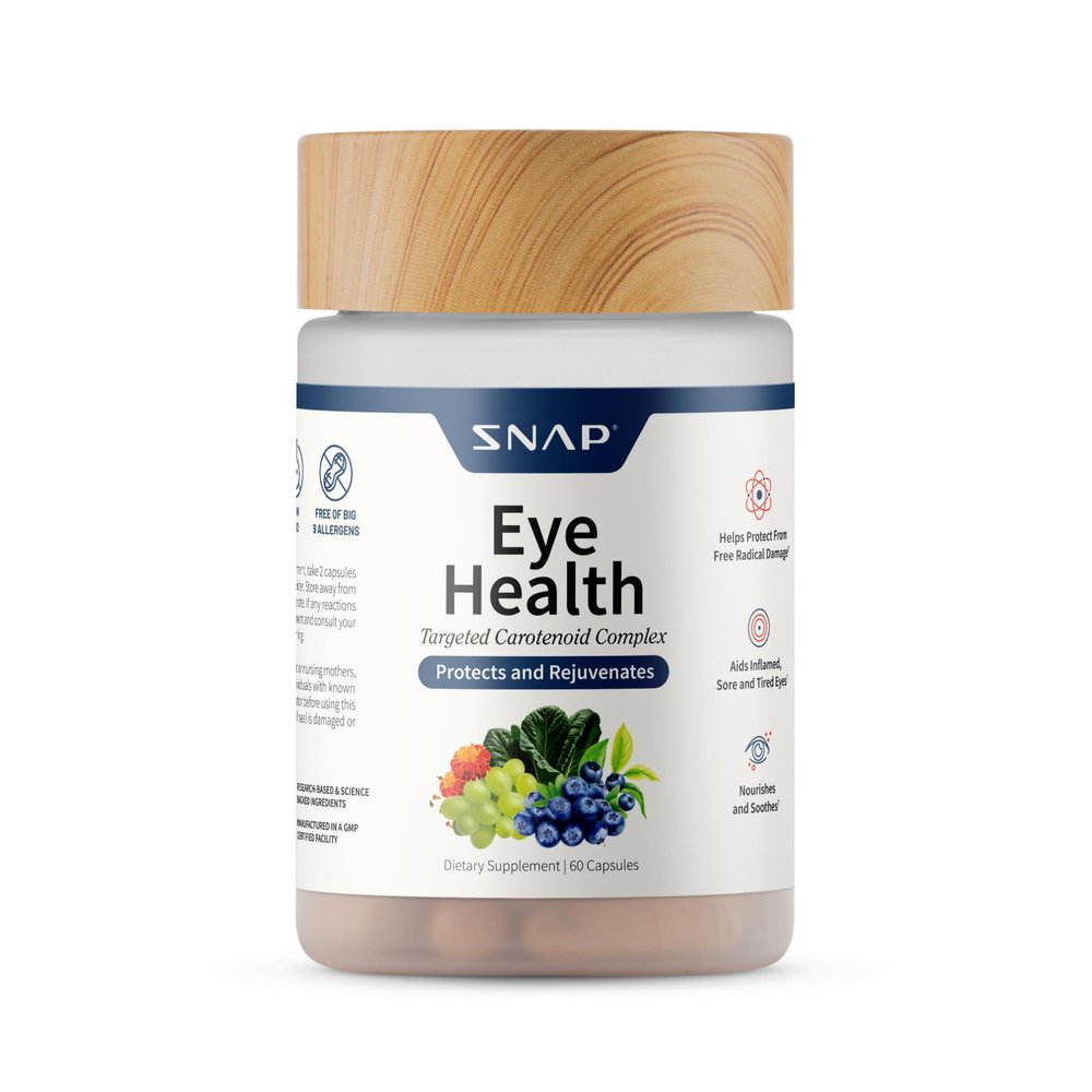 Snap Supplements Eye Health Capsules with Lutein, Zeaxanthin, Bilberry & Lycopene Supports Vision, Eye Function & Overall Eye Health 60 Capsules
