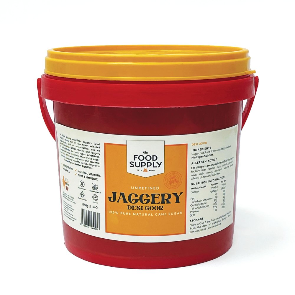 Jaggery, Goor (Cane Sugar) 1950g - Natural Sweetner, Sugar Alternative - Great Natural Replacement for White Sugar - Unrefiened