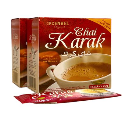 CENVEL Karak Chai Sweetened | Premium Instant Tea | Karak Tea  Natural  Instant Karak Indian Tea |16 Sachets (Pack of 2)