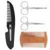 4 in 1 Beard Shaping Styling Kits for Men, Beard Shaping Styling Tool for Home Salon, Include Double Sided Wooden Comb Pointed Scissors Small Folding Comb and Round Head Scissors view 1