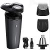 LIIAV Electric Razor for Men Electric Face Shavers Rechargeable Shaving Men's Cordless Razors IPX7 Waterproof Wet Dry 4 in 1 Rotary Shavers Beard Nose Mustache Trimmer USB Charging Black view 1