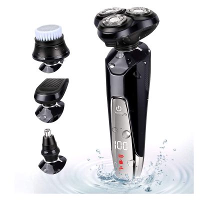 LIIAV Electric shavers for Men Wet and Dry Rechargeable Mens Razor Waterproof Electric Razor Intelligent Digital Display 4D Rotary Razors USB Charging