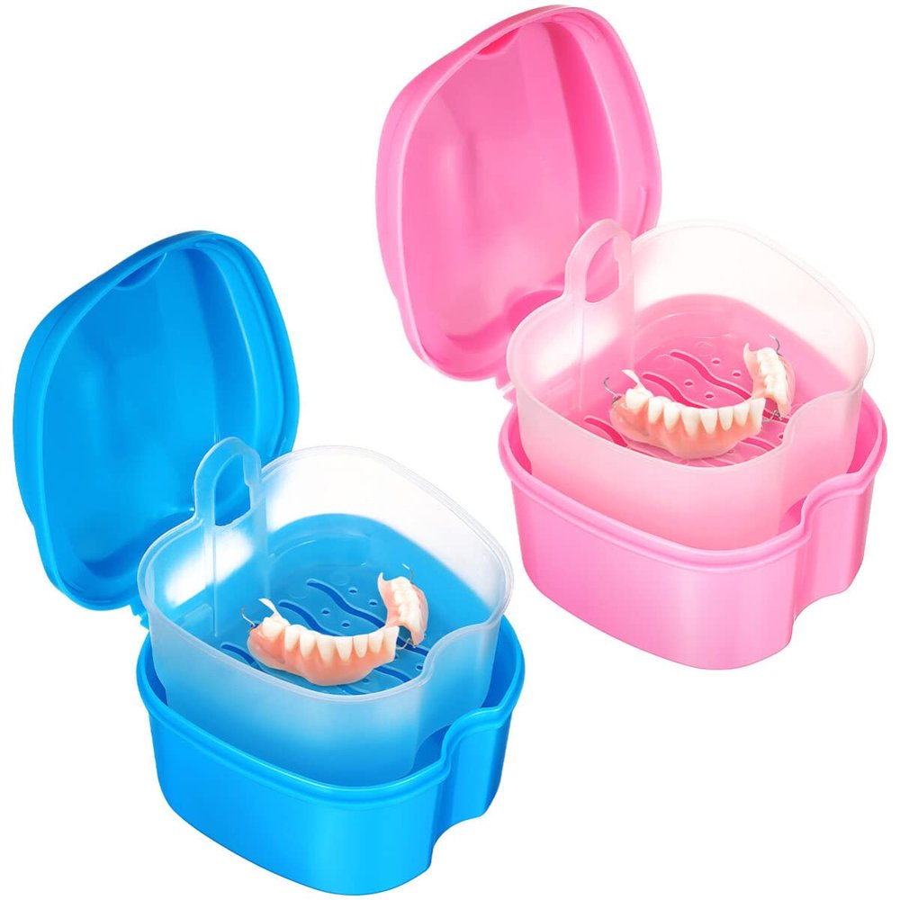 Mipcase 2pcs Convenient Retainer Case Portable Lightweight Storage Box for Dentures Daily Use Travel Modern Design Reusable