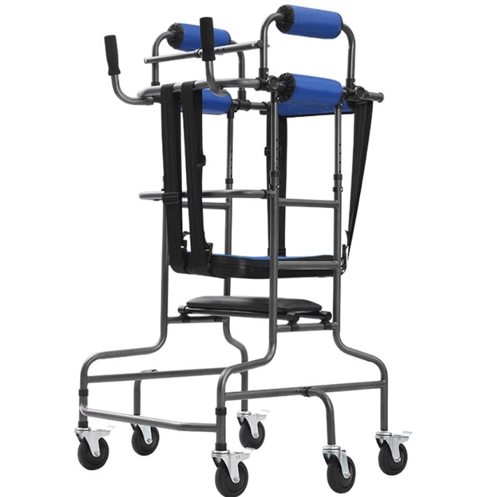 100kg/220lbs Rollator Walker with 8 Round Wheels and Seat for Elderly Disabled Adults Height Width Adjustment Support Walking Frame The New