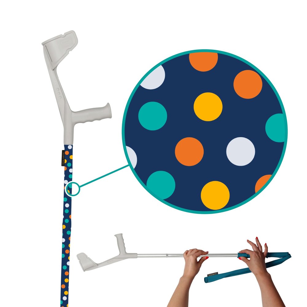 myCover - 1 Piece - Trendy Cover for Crutches and Canes, fits All Crutches and Walking Sticks, Elastic Fabric, Washable (Dots)