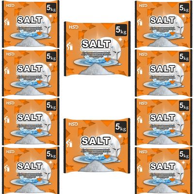 dishwasher salt 5kg powerful crystal, limescale remover on your glassware and water softener, life & improving its performance, 99% purity (10 pack)