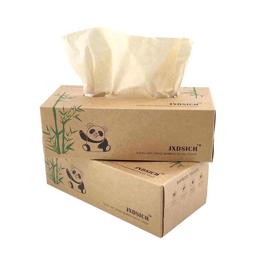 JXDSICH Bamboo Facial Tissuessoft nature bamboo facial tissue,100% virgin bamboo,Bulk carton of 8 boxes (100 Tissues per boxes,800 Tissues Total) | kraft paper Box, 3 Ply, Plastic-Free