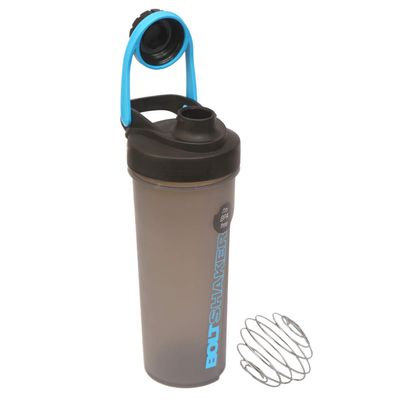 700 ml/ 23.6oz Bolt Virgin Plastic Protein Shaker Bottle with Steel Wire Blending Ball Measurable Tight Screw Cap Leakproof Dishwasher Safe Bottles Sports Supplements Fitness Freak Gym BPA Free (Blue)