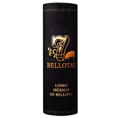 7 BELLOTAS 100% Iberico Cured Loin | Acorn-fed Cured Loin Made from Free-Range Iberian Pigs | Lomo Iberico de Bellota | 1 Tube +500 g